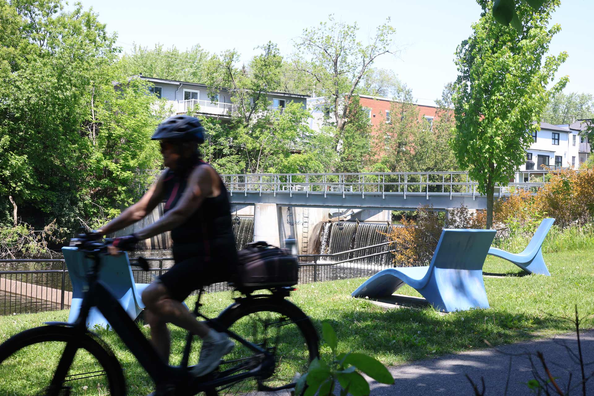 Personne à vélo dans un parc